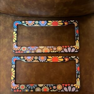 Vibrant Floral License Plate Frame